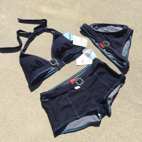 Hot Kiss Other - NWT 3pcs denim bikini set L top 2 M  bottoms